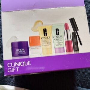Clinique Gift Set Box with Purple Accent and Pink Lipstick